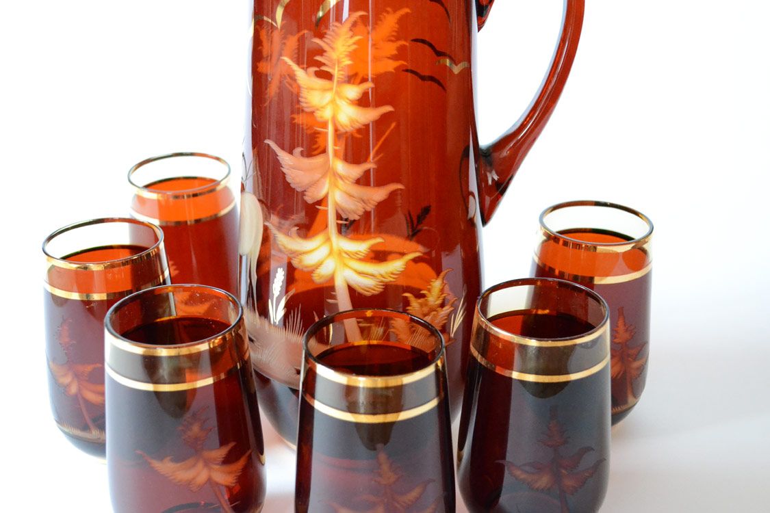 Jug and six glasses